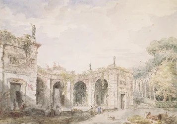 Villa Aldobrandini, Frascati, 1762 (pióro i atrament i toaleta na papierze)